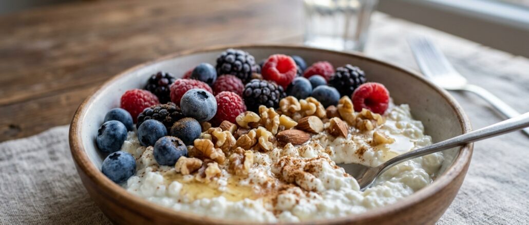 Cottage Cheese-skål med bær og nøtter